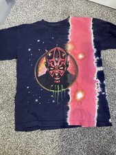 Vintage Star Wars Darth Maul T Shirt Sith Tie Dye Sz L Lucas films Red Black