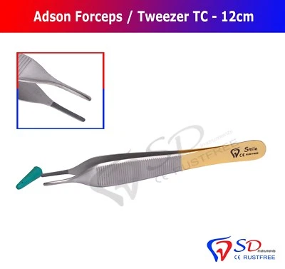 SD INSTRUMENTS TC Adson Dressing Forceps Tweezers Serrated 12CM 5" Dental Surgical Tungsten New