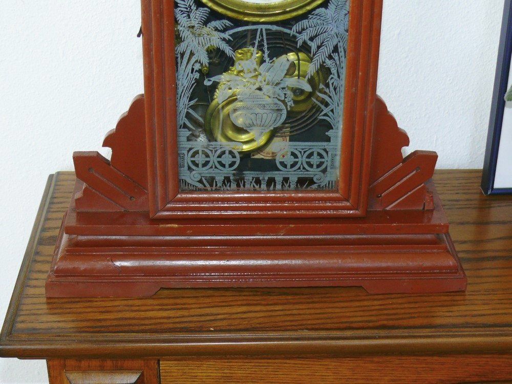 Antique Victorian Wood Kitchen Mantel Alarm Clock Chimes Portugal