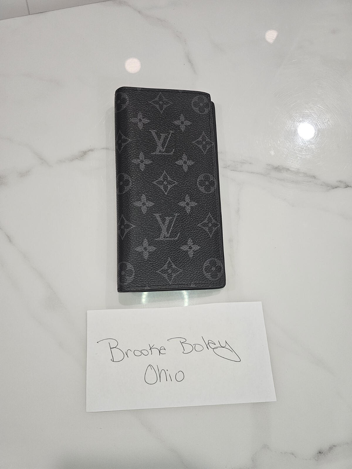 Auth Louis Vuitton LV Monogram Eclipse Brazza Lon… - image 1