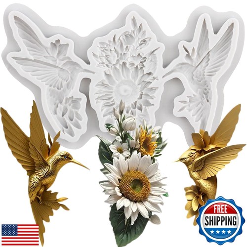 Lingzhi Hummingbird Fondant Molds Daisy Flower Silicone Mold For Cake Decorat