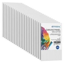 Canvases 3x5 inch 24-Pack Professional Primed White Cotton Flat Canvas Panels