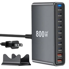 USB C Charger Station 800W GaN USB C Charging Block, 10-Port Fast Charger Hub...