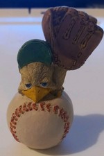 Enesco 1989 Eggbert And Friends Figurine. “ Take Me Out The Ball Game” Vintage 