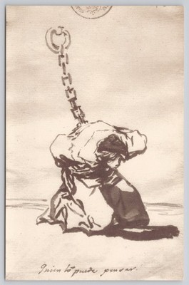 Postcard Art Goya Drawing of a Chained Figure 1962 75J
