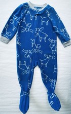 EUC Carter  s Fleece Moose Footed Sleeper 18m Royal Blue Gray Pajamas
