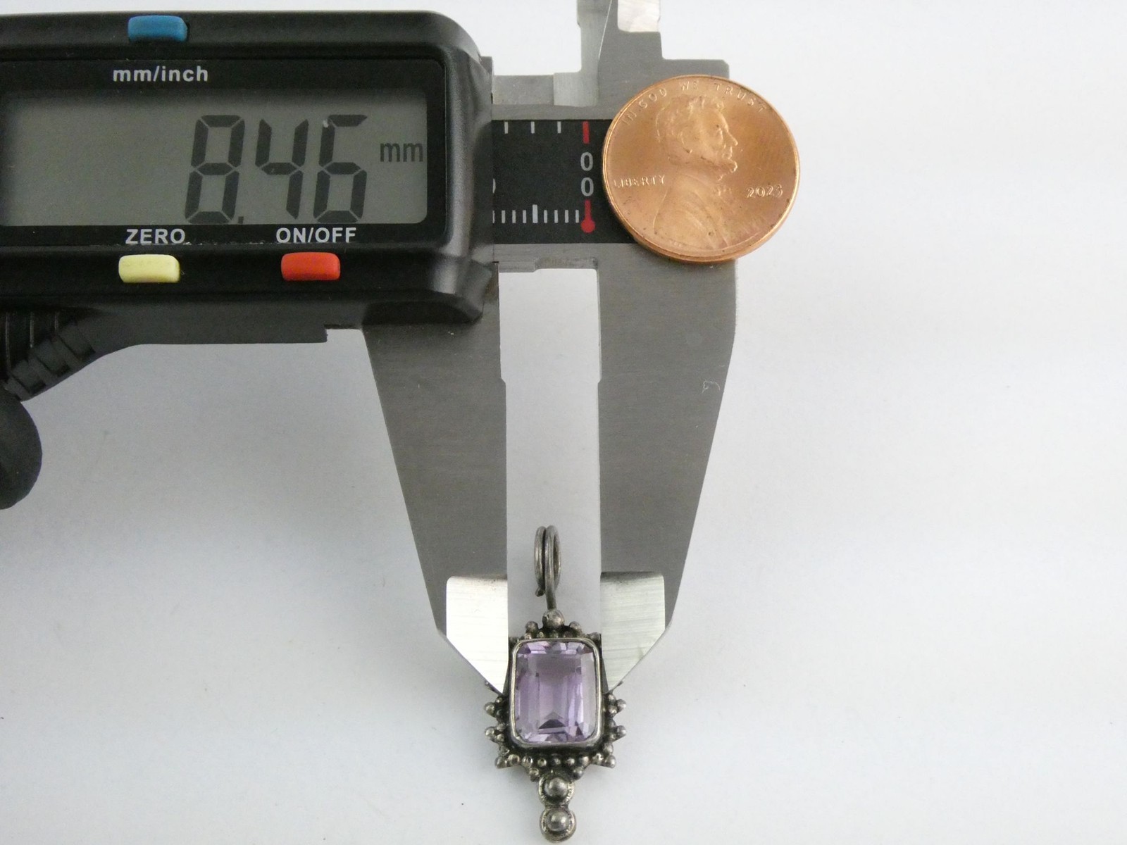 Sterling Silver Rectangular Cut Amethyst Charm Pe… - image 9