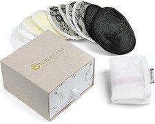 Bamboo Nursing Breast Pads, 10 Contoured Bamboo Washable Breast Pads with Large 
