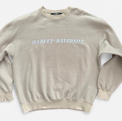 VTG Harley-Davidson HD Tan Fleece Embroidered Crewneck Sweatshirt Korea Men s L