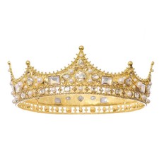King Crown for Men Royal Costume Accessory Prom Tiara Gold