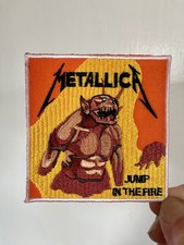 Metallica Iron On Patch Jump In The Fire Orange Black Embroidered Metal Rock