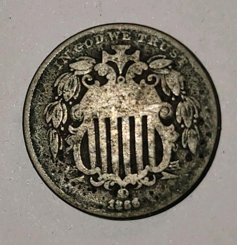 USA 1866 5 cent Union Shield with Rays
