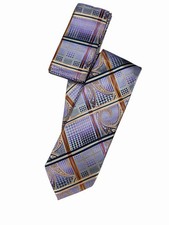 100 Silk men  s Paisley Check Diamond lavender Tie with handkerchief 57inch Tie