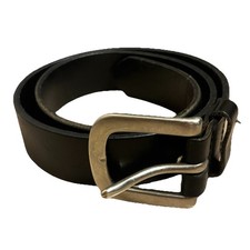 Gap Black Leather Belt Sz 30 Silver Solid Brass Buckle Classic