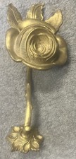 Vintage Rose Hanger Ornate Solid Brass Wall Decor Accent