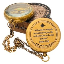 Engraved Compass - I Will Guide You - Psalm 32:8" Quote  Divine Path
