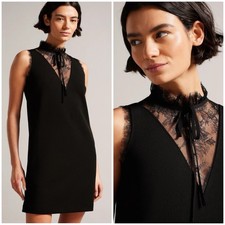 Ted Baker London Chharis Lace Mock Neck Dress Black Size 4 US 10