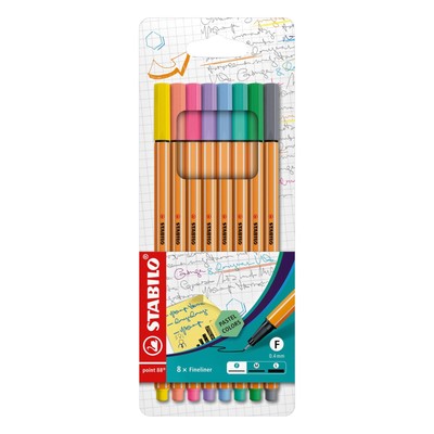 STABILO - Fineliner point 88 - Pack of 8 - Assorted Pastel Shades Pack of 8 Past