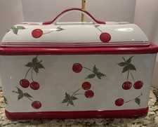 Target Home Red Cherries Ceramic Bread Box w/...