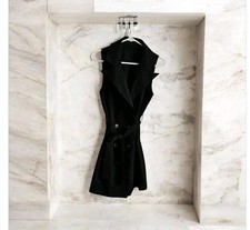 Shein Women's Size Medium black vest mini dress