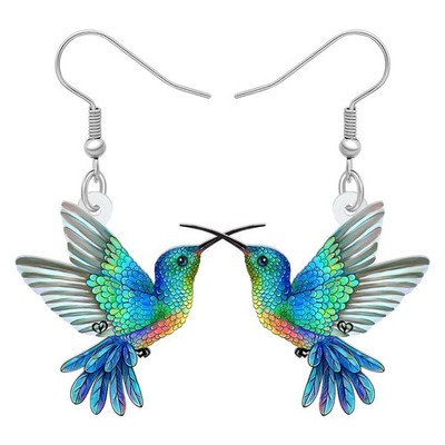 Niedliche Kolibri Ohrringe Ohrhänger Vogel Acryl Geschenke Sommer bedruckt...