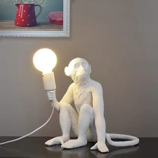 Elegant Table Desk Lamp Cute Resin Monkey LED Bulb Lamp UK Plug