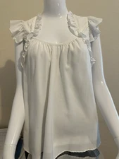 White Ruffle Tank Blouse, Vava by Joy Han, Sz: Small #3