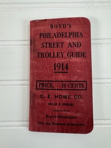 1914 BOYDS PHILADELPHIA STREET AND TROLLEY GUIDE Antique FREE SHIPPING