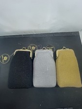 Golden Crown beaded coin purses in black, silver, and gold colors 3pcs