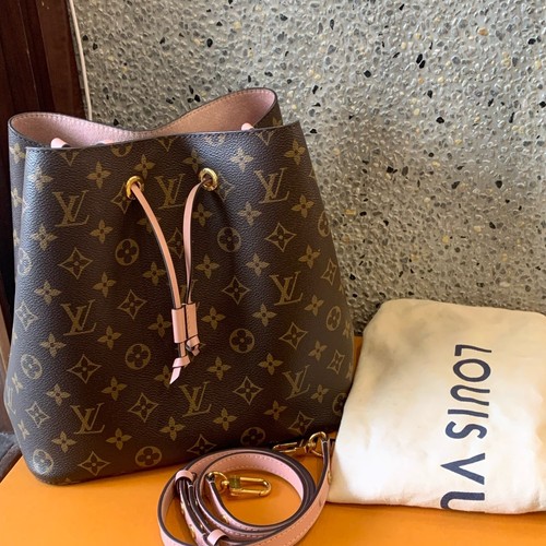 LOUIS VUITTON NEONOE MM MONOGRAM CANVAS PINK DRAWSTRING BUCKET BAG