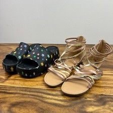 Girls Sandal Lot Size 2 Cat  Jack Gladiator Strappy Floral Platform Slides
