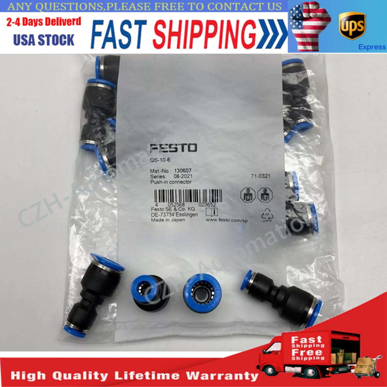 10PCS New FESTO 130607 QS-10-6 Push-in Connector
