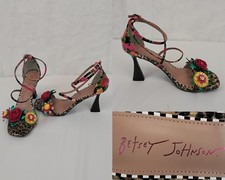 Betsey Johnson Erikk Strappy Floral Heels Women's 8.5 Cheetah Print Z4412