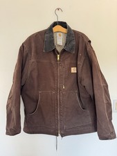 Carhartt C61 DKB Sandstone Duck Jacket Coat XL Regular Sherpa Lined Brown