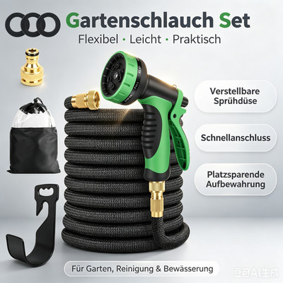 15~45M Flexibler Gartenschlauch Dehnbarer Wasserschlauch Flexischlauch Flexibel