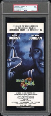 1996 SPACE JAM STARING MICHAEL JORDAN GRAND OPENING MOVIE TICKET PSA 9
