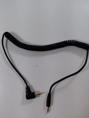 Black Coiled 2.5mm Audio Cable Right Angle to Straight TRS Stereo Auxiliary Cord