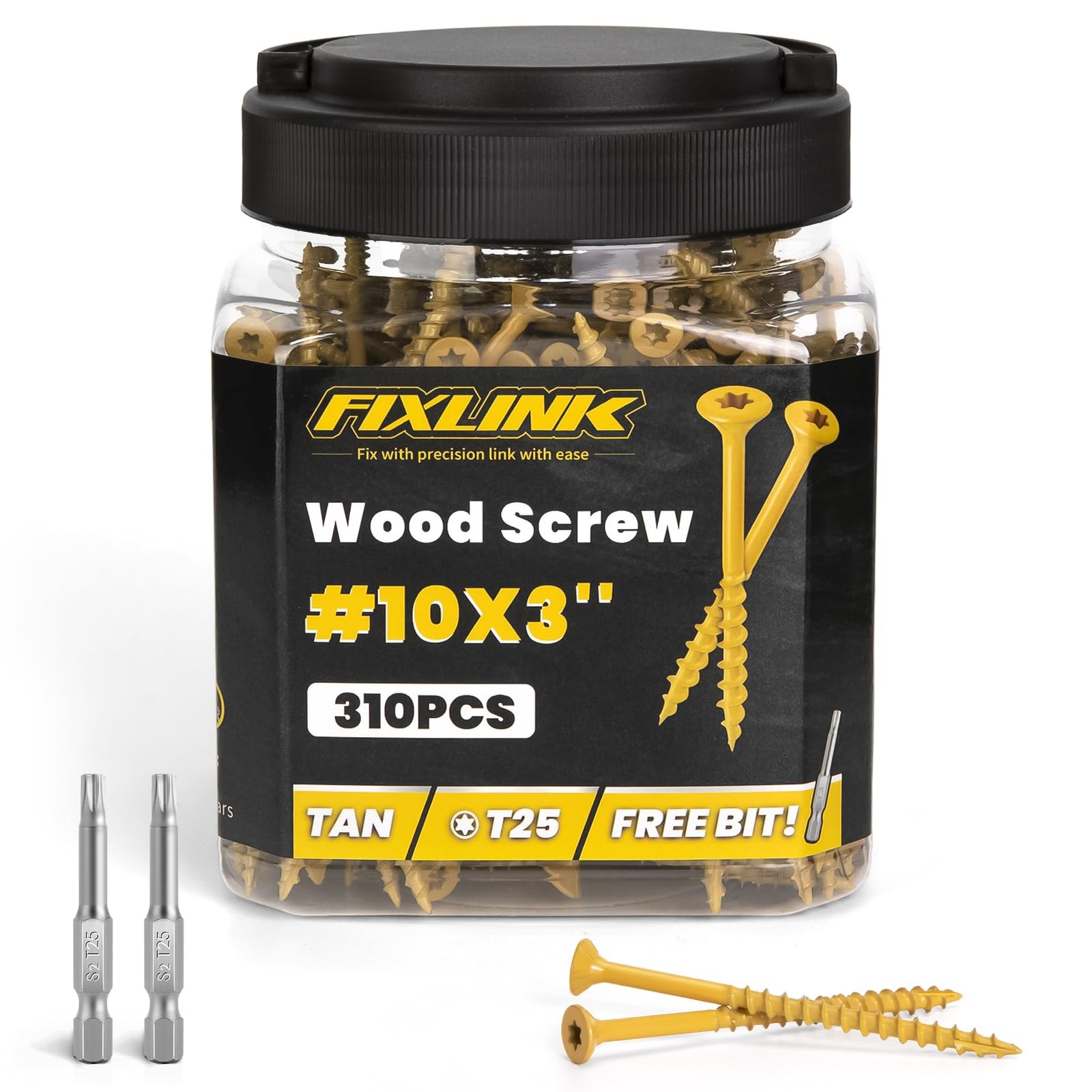 Wood Screws 3 Inch, Deck Screws #10 x 3, 310pcs, Epoxy Coated, T25 Star Bit A...