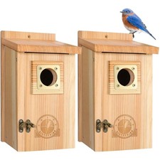 Classic Cedar Bird Houses for Outdoors - Safe Nesting for Bluebirds  Chickadees
