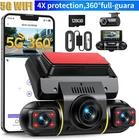 5G Wifi Dash Cam 4 Channel 360° FHD 1080P Car Camera with Hardwire Kit & 128GB