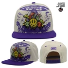 Dripping Smile Faces TL Snapback Hat Trippy Black Rave Embroidery New Cap