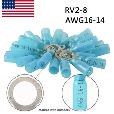 50-500PCS Waterproof 16-14AWG Wire Connector Heat Shrink Ring Terminals 5/16" US