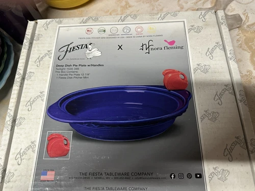 Fiesta NORA FLEMING DEEP DISH PIE BAKER with MINI PITCHER new in box - TWILIGHT