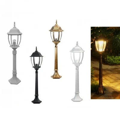 OSIMOLIGHT Lampione da Terra Attacco E27 Palo da Giardino 87CM Lanterna Vetro Esterno IP55