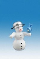 Holzfigur Weihnachtsfigur Schneemann Mit Vogel HöHe Ca 6,5 Cm NEU Erzgebirge