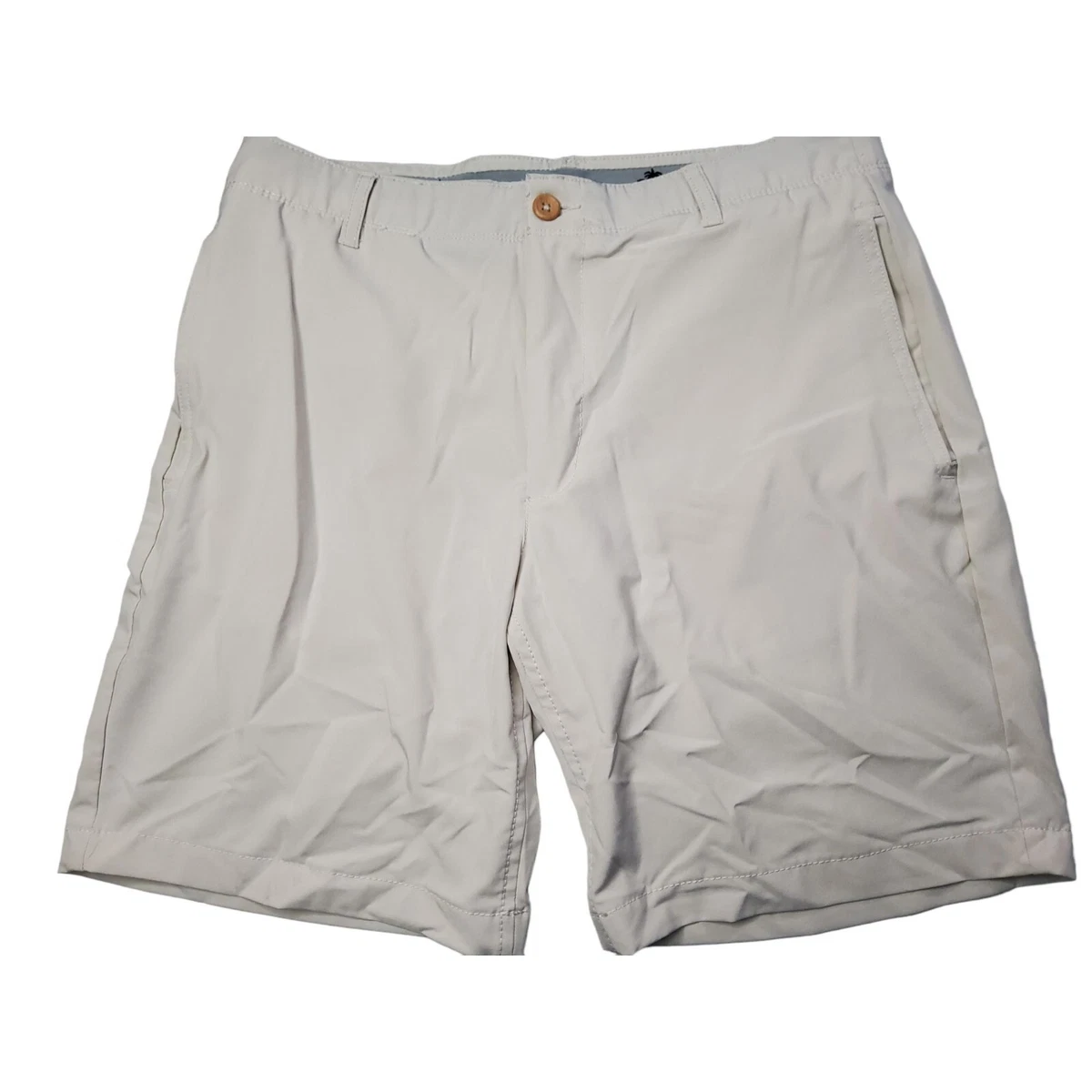 caribbean joe mens khaki beige color polyester spandex shorts