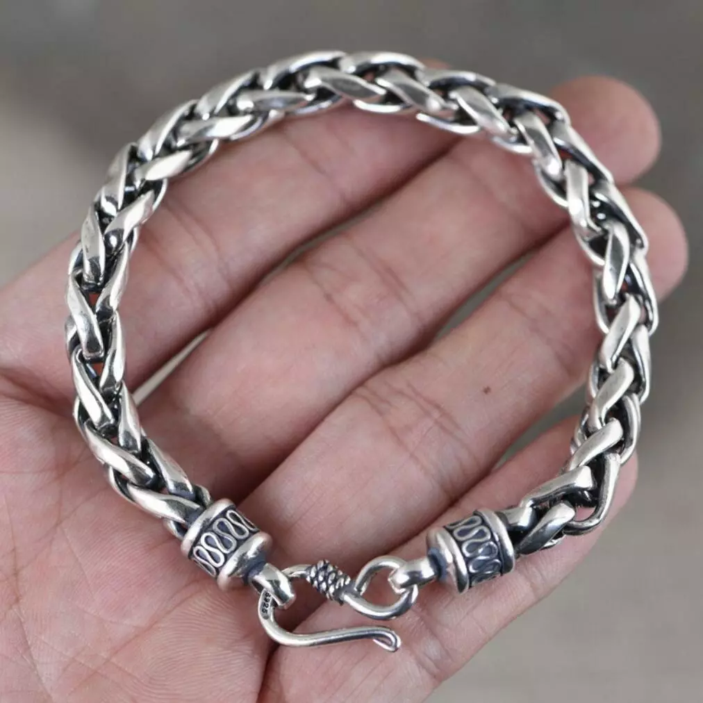 Sterling silver 2025 biker bracelet