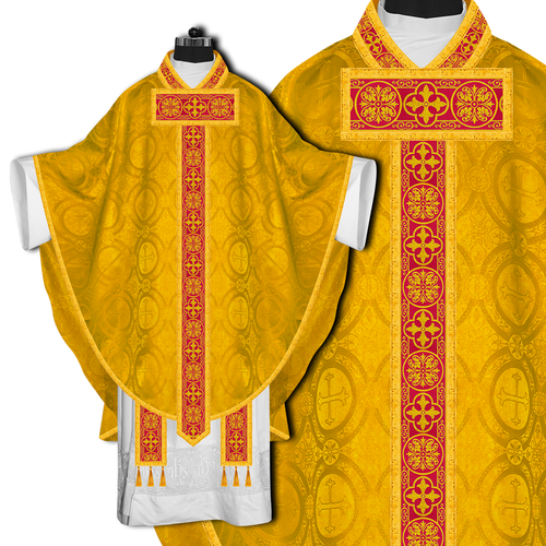 Liturgical Gothic Chasuble with Ornate Gold Embroidery – Traditional Vestment - Picture 3 of 10