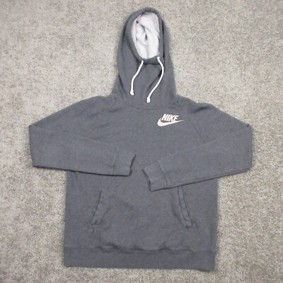 Nike Sweater Womens Large Gray Swoosh Logo Fleece Hoodie