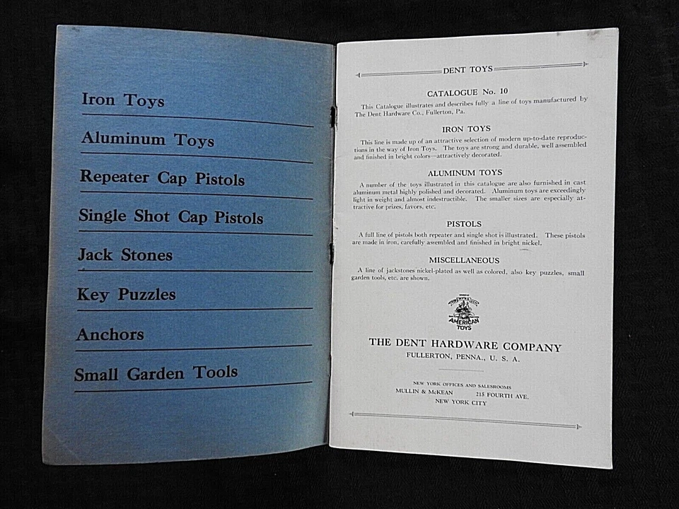 c.1920 DENT TOYS FULLERTON PA CATALOG #10 CAST IRON CARS TRUCKS CAP GUNS PISTOLS - image 2 of 4